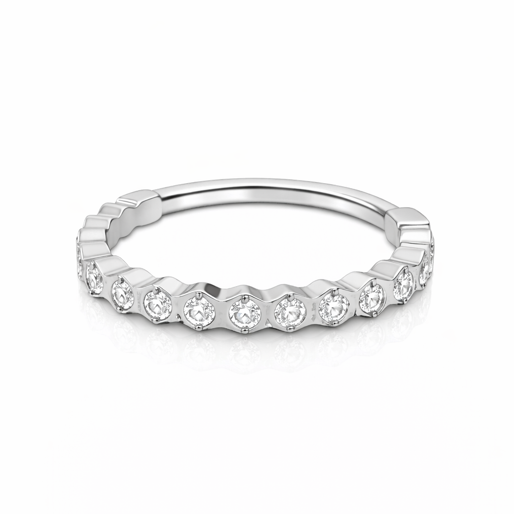 Aurore - Anneau Clicker Titane F136 - Finition Argent - 1.2*10 mm - Zircon blanc