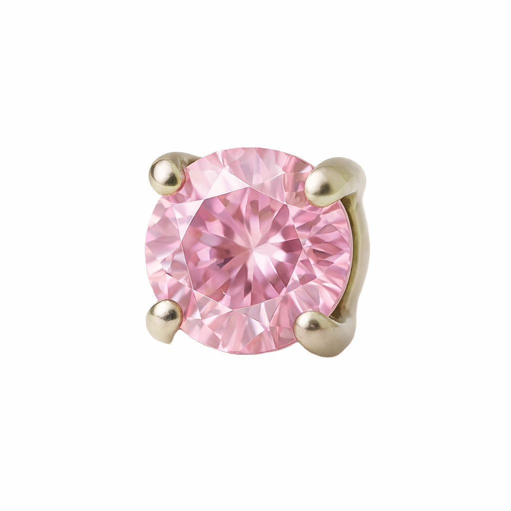 Cosima - Labret Filetage Interne - Finition Argent -  0.9 * 8 mm- Zircon Rose