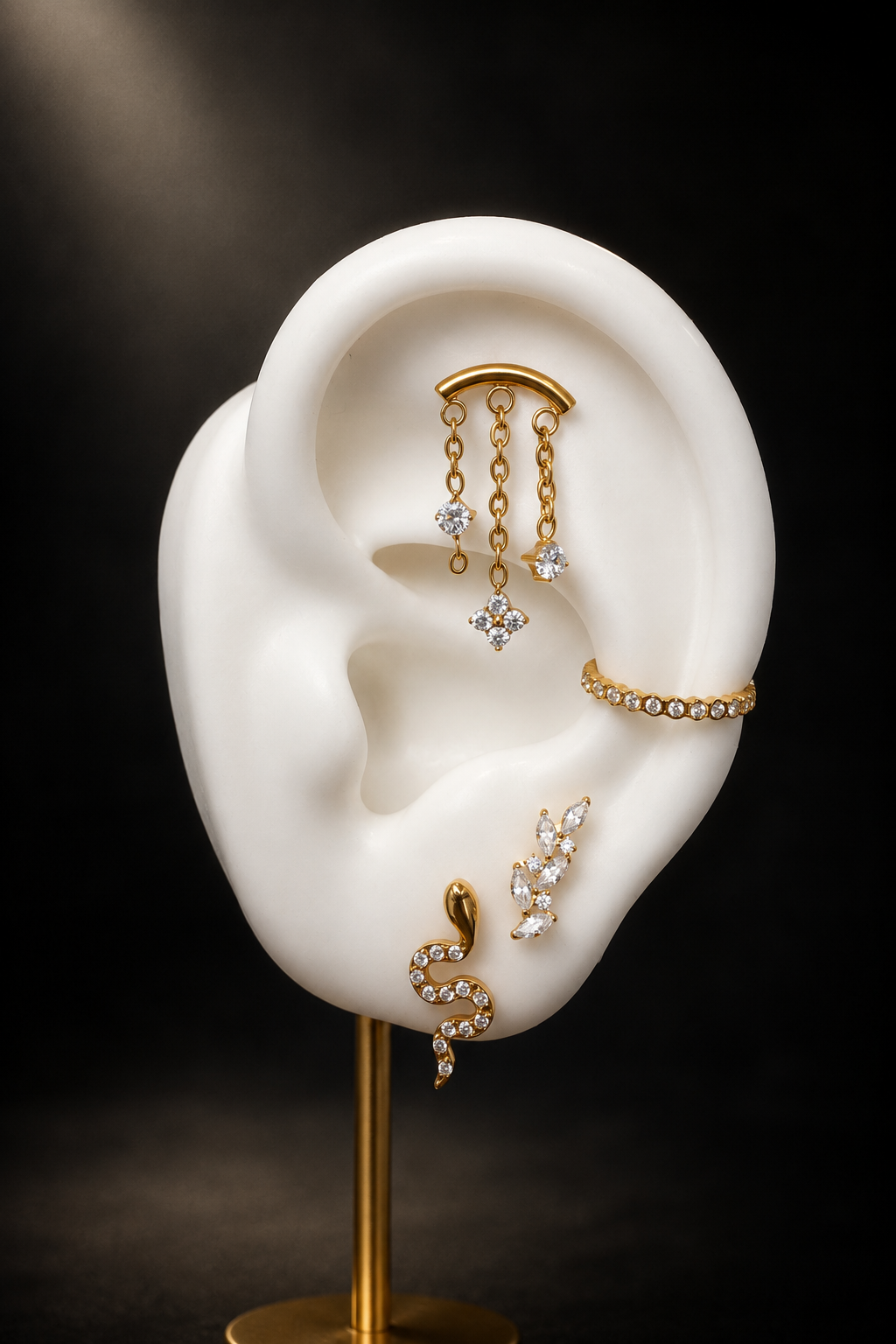 Serpent - Labret Filetage Interne - Titane - Finition Or