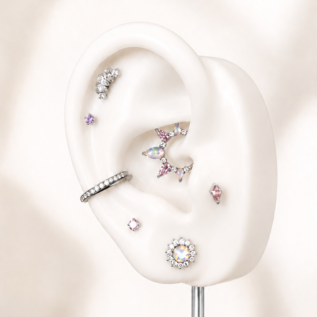 Sienna - Labret Titane F136 - Finition Argent - Zircon blanc