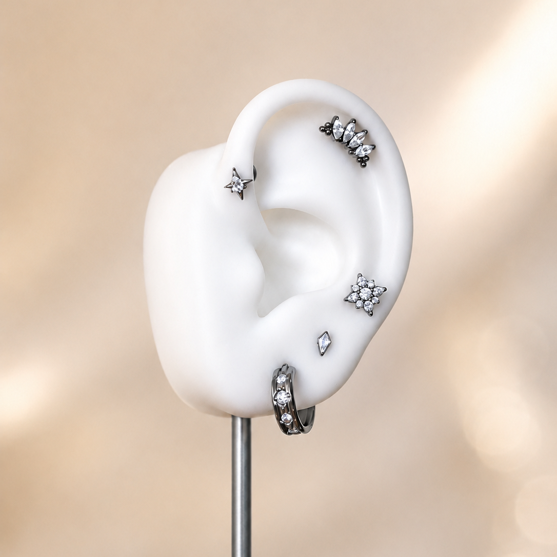 Bianca - Anneau Clicker - Finition Argent - 1.2*10 - Zircon Blanc