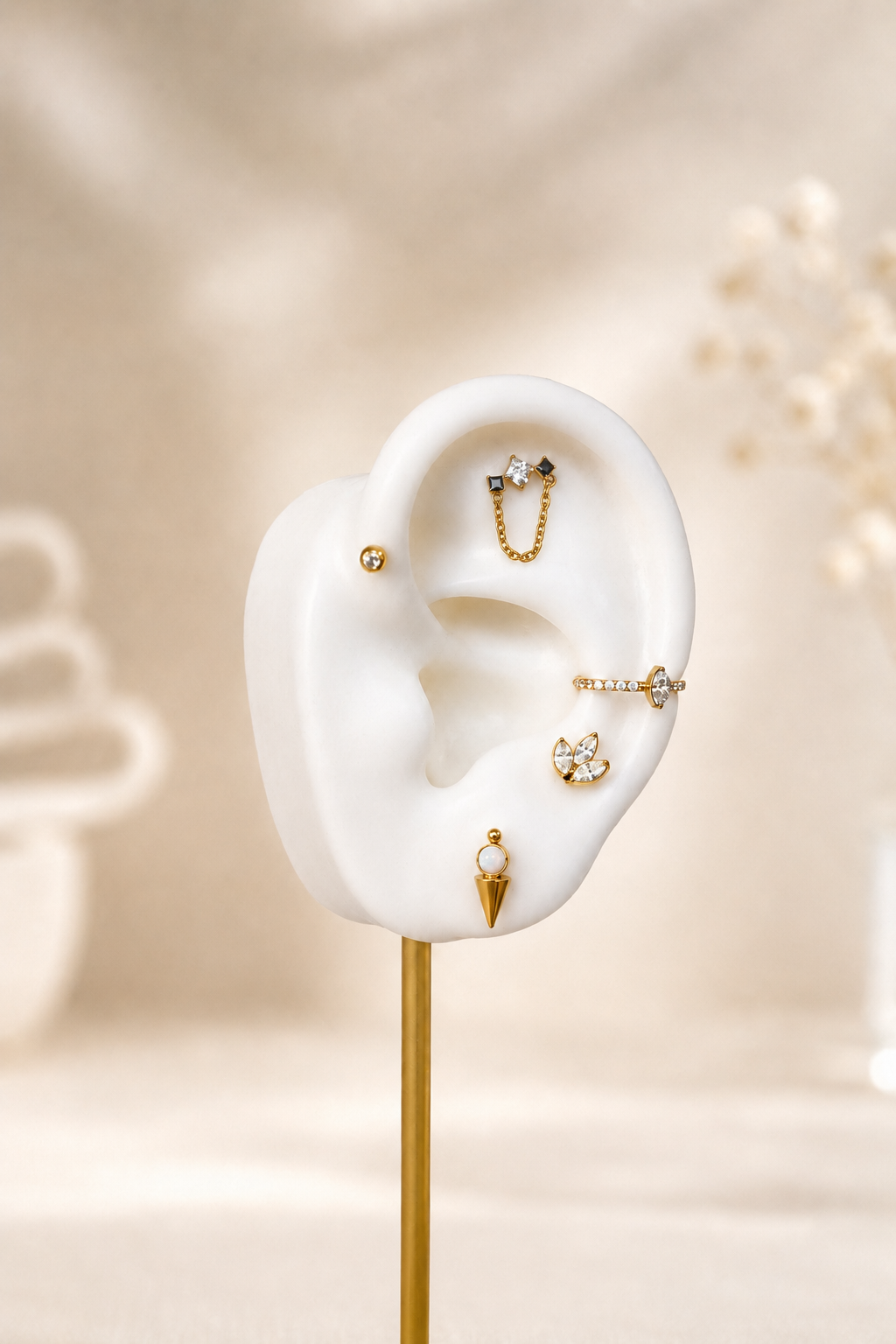 Selenne - Labret Filetage Interne - Finition Or - M0.9(16G) - Zircon Blanc