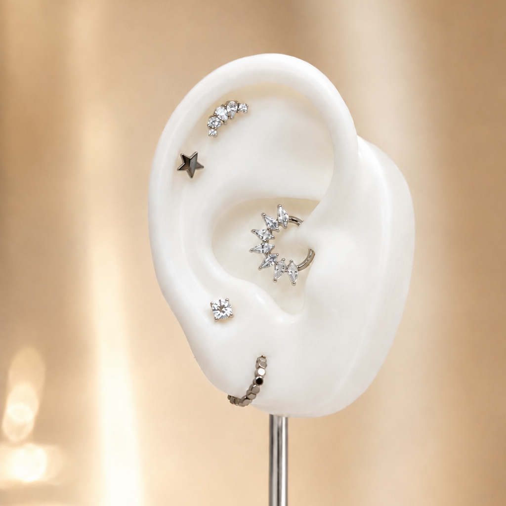 Mila - Labret Titane F136 - Finition Argent - Zircon blanc