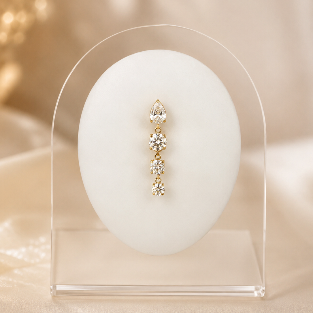 Lilou - Nombril Titane F139 - Finition Or - 1.6*10*5 mm - Zircon blanc