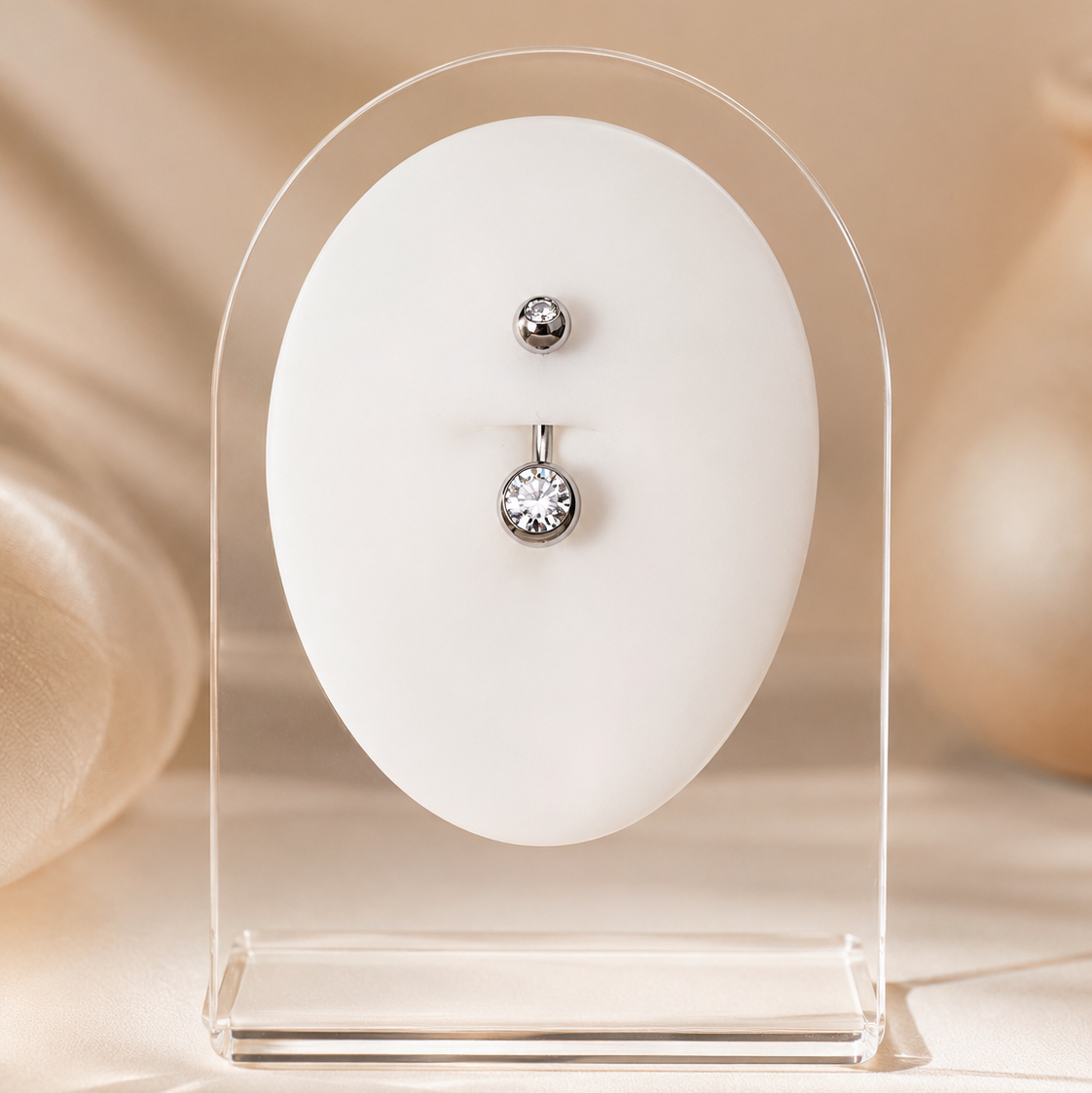 Ophelia - Nombril Banane Filetage Interne - Finition Argent - 1.6*10*5/8mm - Zircon Blanc