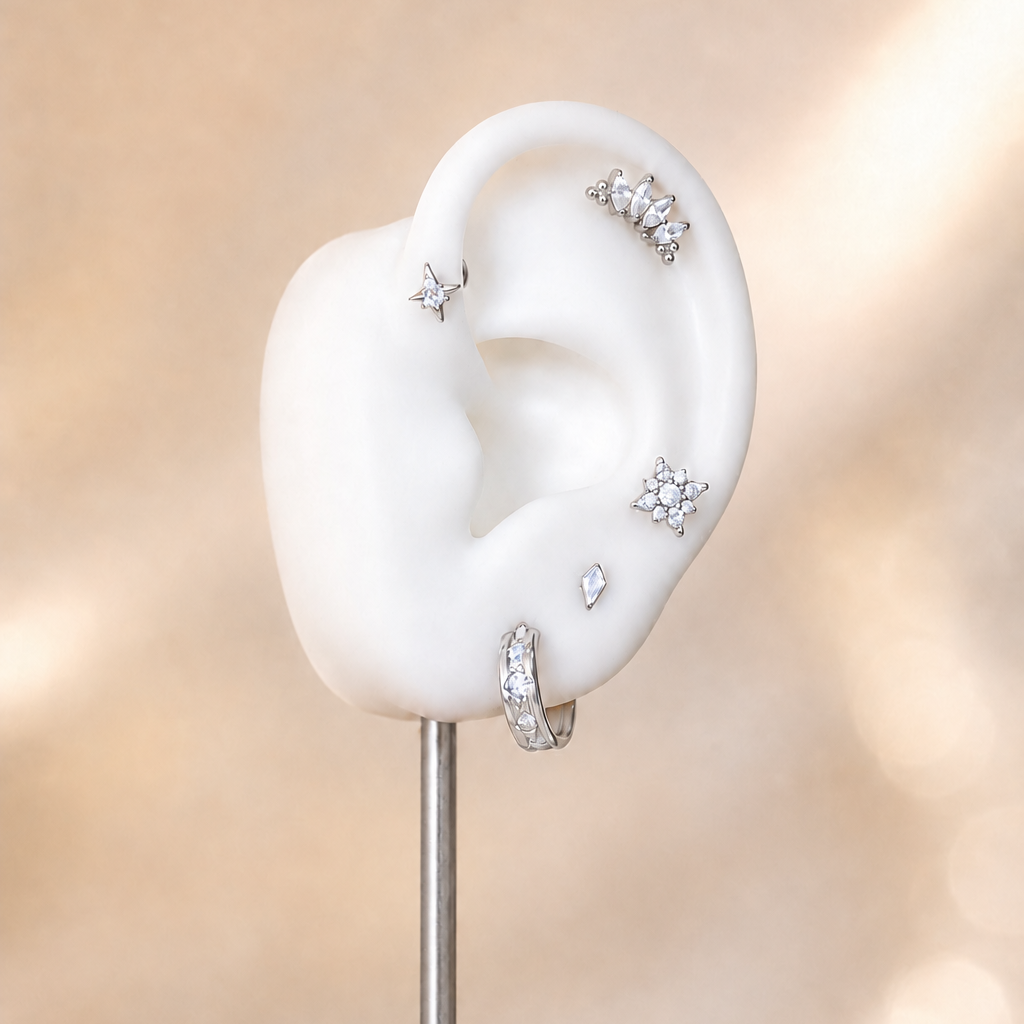 Marie - Labret Filetage Interne - Finition Argent - M0.9(16G) - Zircon Blanc