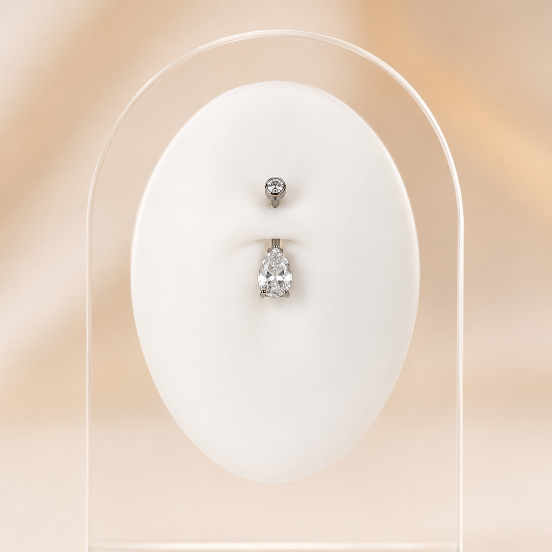 Mélo - Nombril Titane F139 - Finition Argent - 1.6*10*5/8mm - Zircon blanc