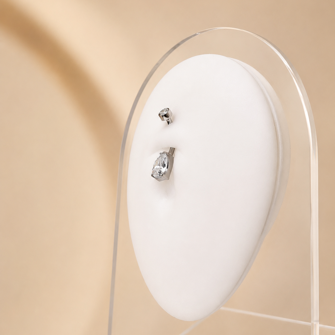 Mélo - Nombril Titane F139 - Finition Argent - 1.6*10*5/8mm - Zircon blanc