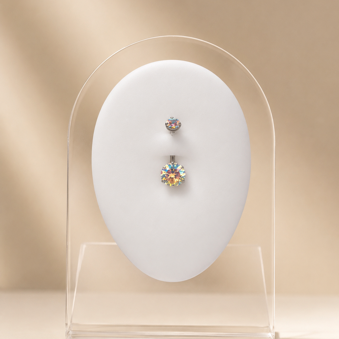 Persephone - Nombril Banane Filetage Interne - Finition Argent - 1.6*10*5/8mm - Zircon Aurore Borealis