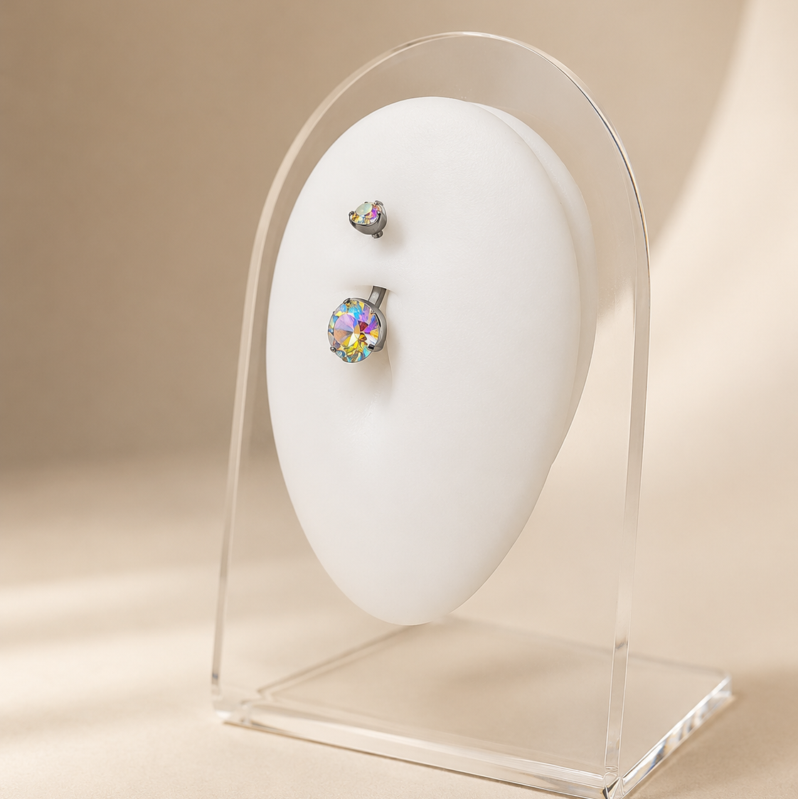 Persephone - Nombril Banane Filetage Interne - Finition Argent - 1.6*10*5/8mm - Zircon Aurore Borealis