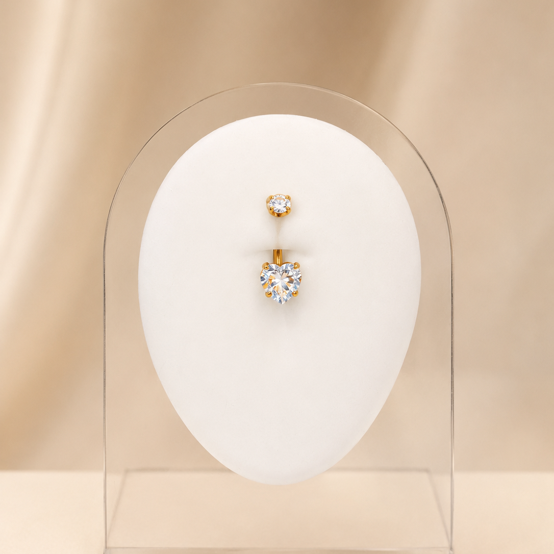Lila - Nombril Titane F139 - Finition Or - 1.6*10*5/8mm - Zircon blanc