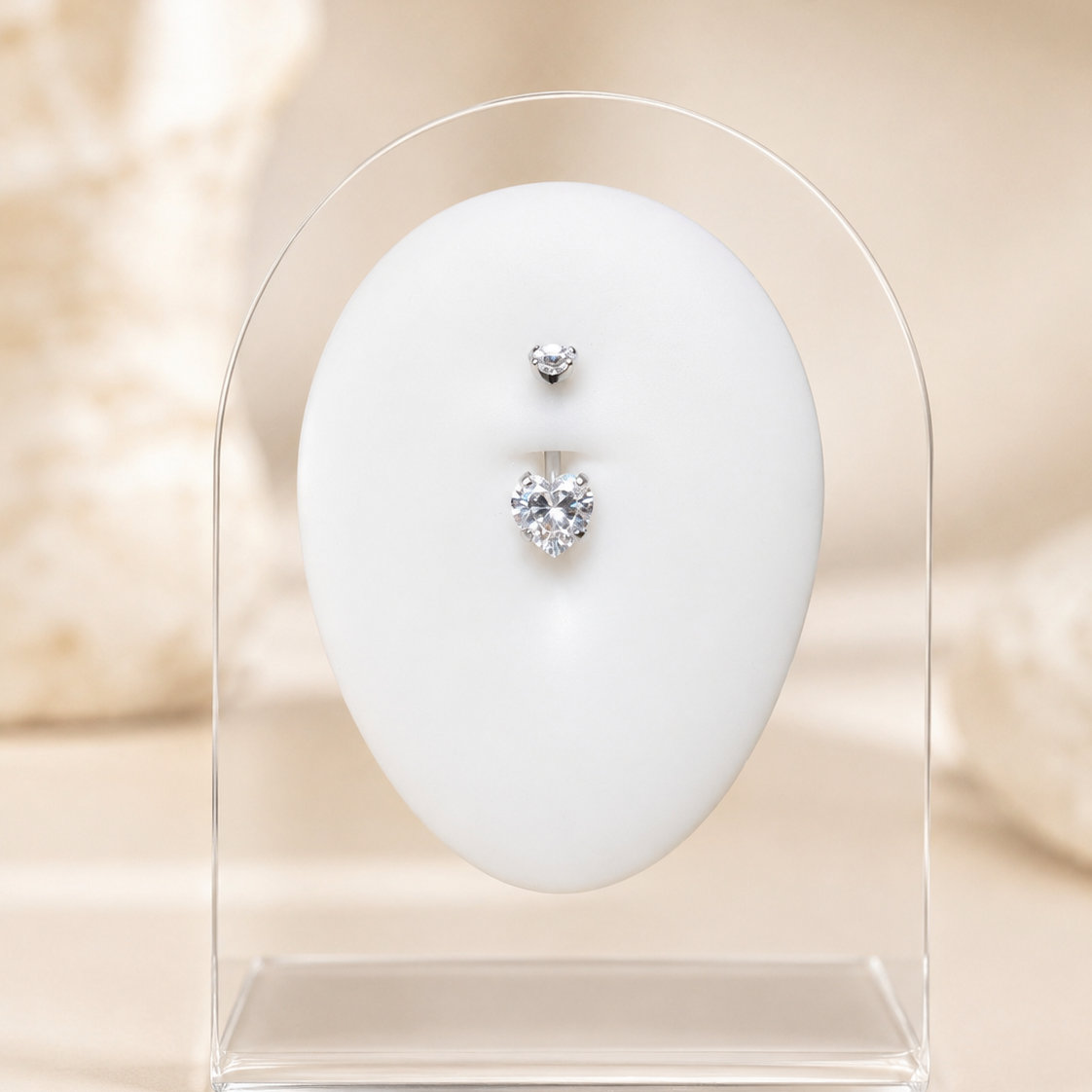 Lila - Nombril Titane F138 - Finition Argent - 1.6*10*5/8mm - Zircon blanc