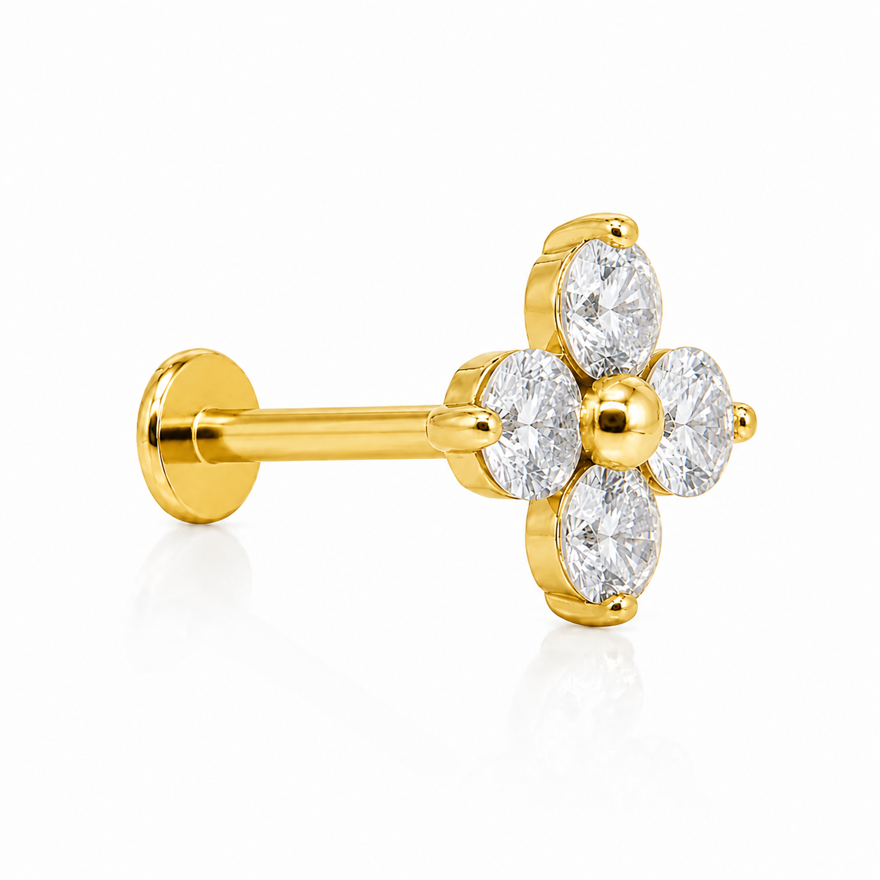 Mila - Titanium Labret F136 - Gold Finish - White Zircon