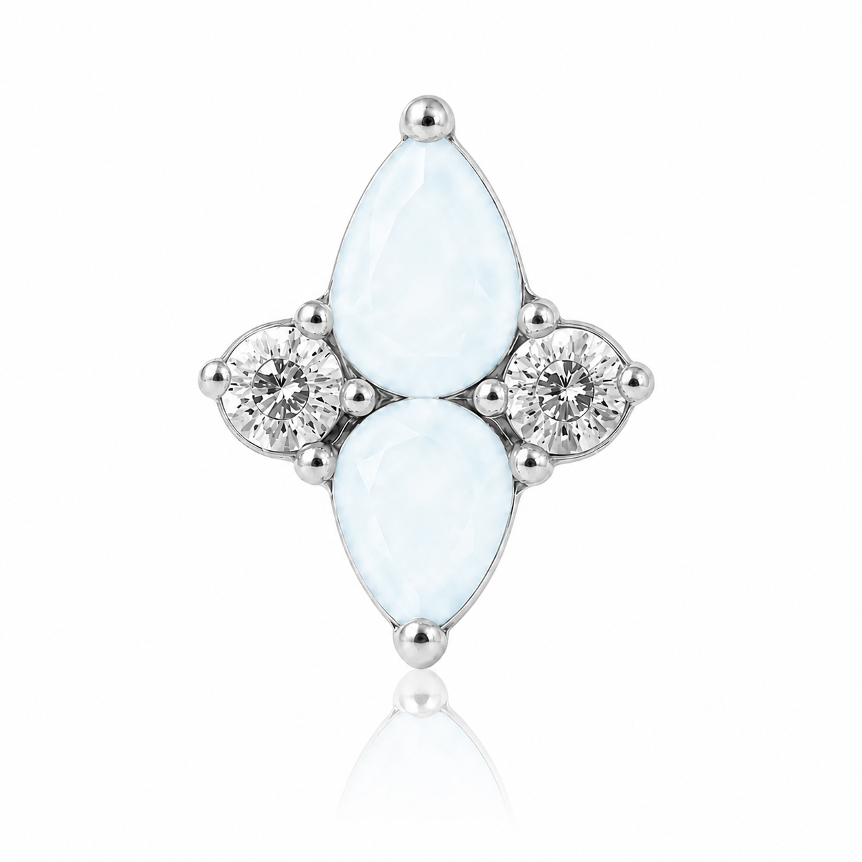 Maeve - Labret Filetage Interne - Finition Argent - M0.9(16G) - Pierre naturelle Blanc