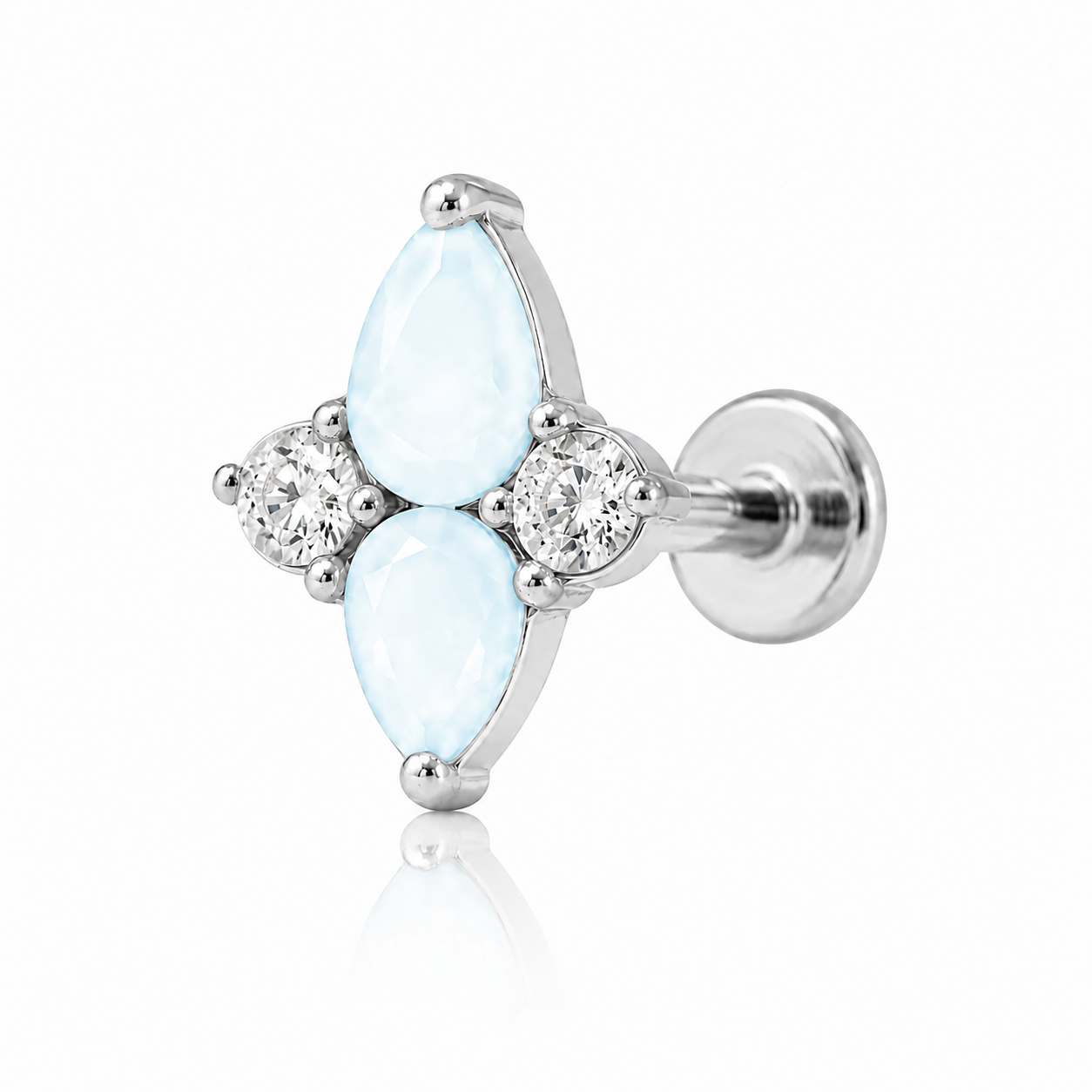 Maeve - Labret Filetage Interne - Finition Argent - M0.9(16G) - Pierre naturelle Blanc