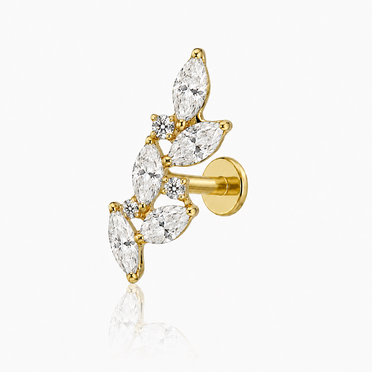 Victoire - Titanium Labret F136 - Gold Finish - White Zircon