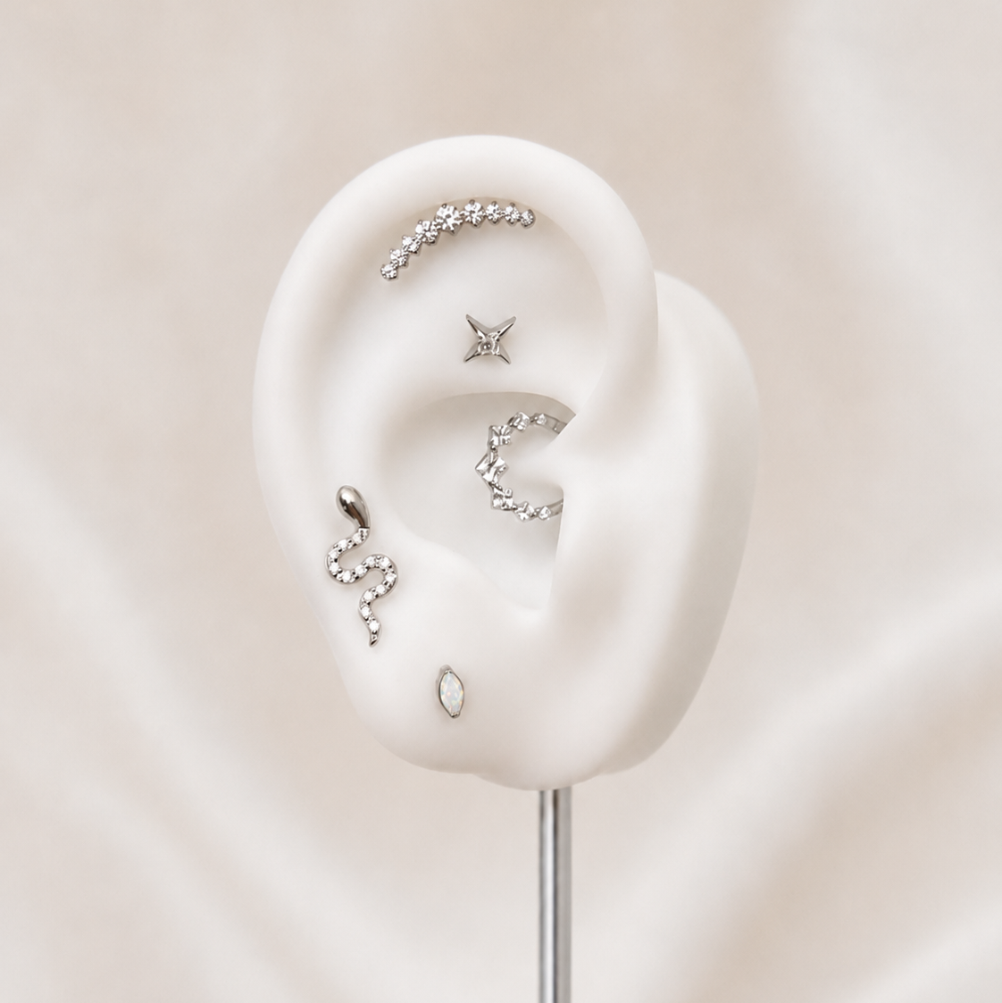 Serpent - Labret Filetage Interne - Titane - Finition Argent