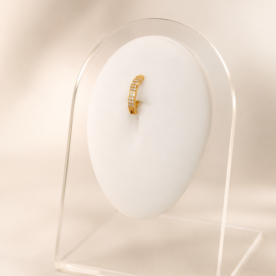 Saskia - Nombril Oval Bumpy - Finition Or - 1.6*10mm - Zircon Blanc