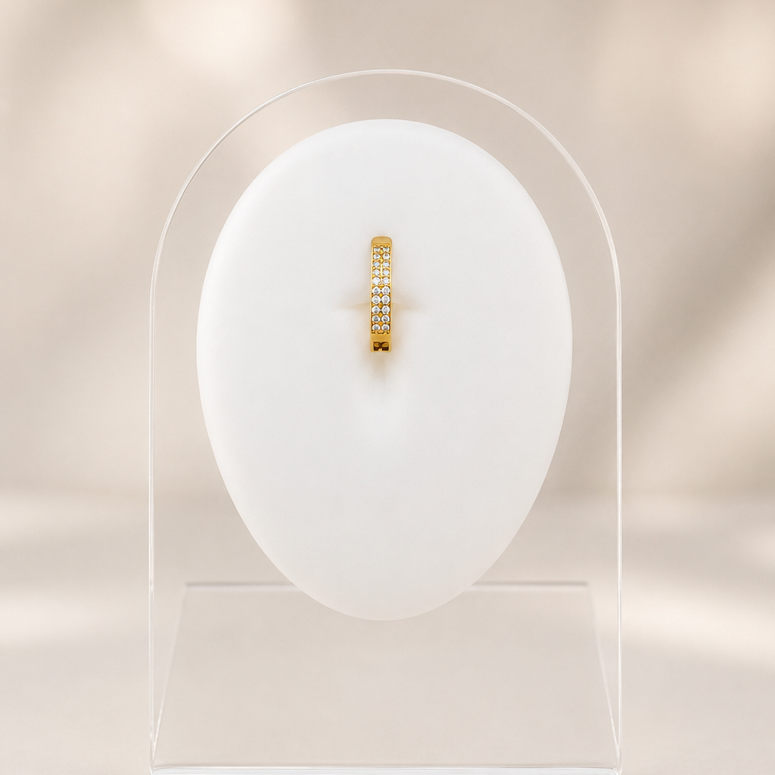 Saskia - Nombril Oval Bumpy - Finition Or - 1.6*10mm - Zircon Blanc