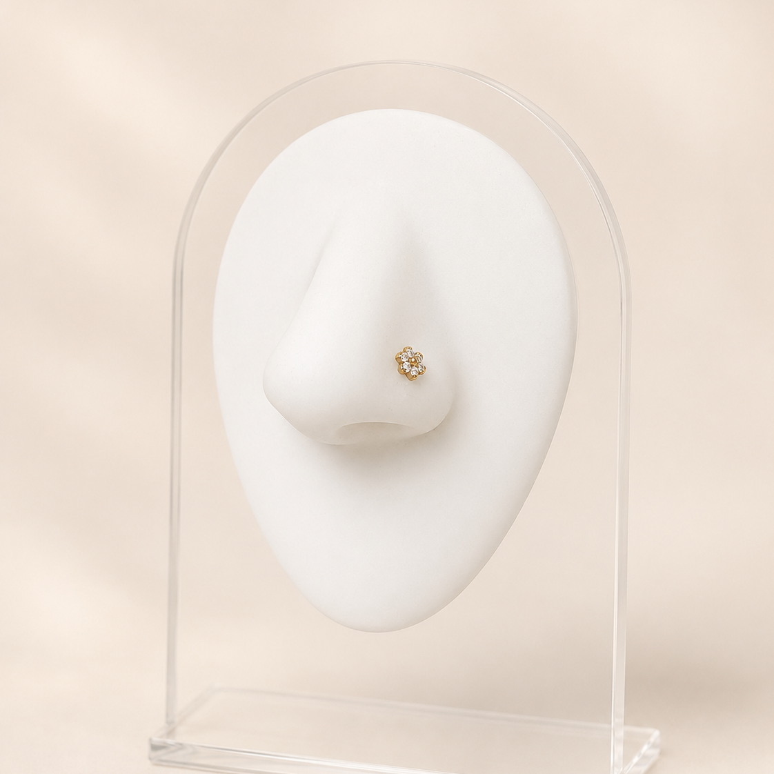 Marguerite - Nez Stud - Finition Or - 0.8*6*5 mm - Zircon Blanc