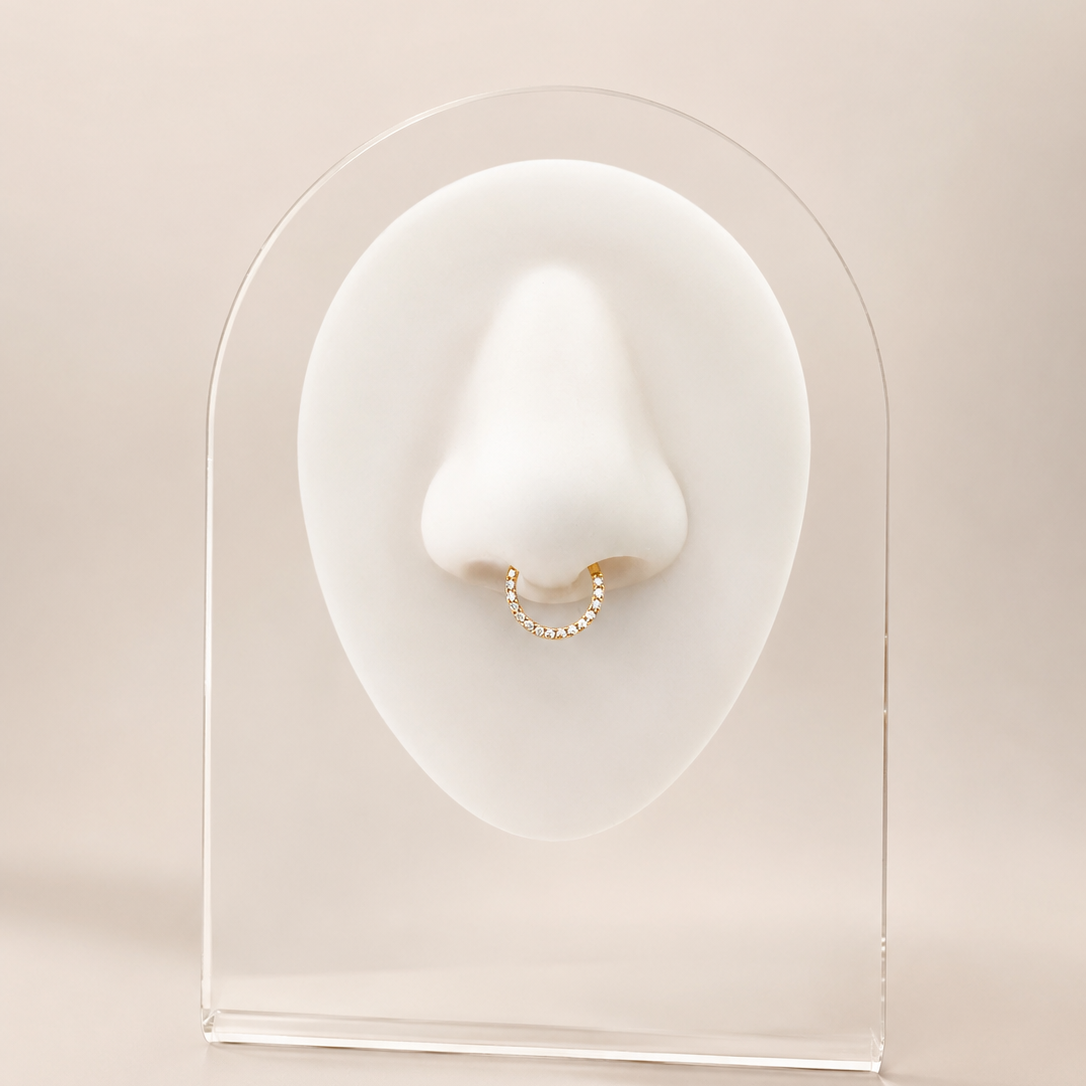 Emilie - Anneau Clicker - Finition Or - 1.2*8- Zircon Blanc