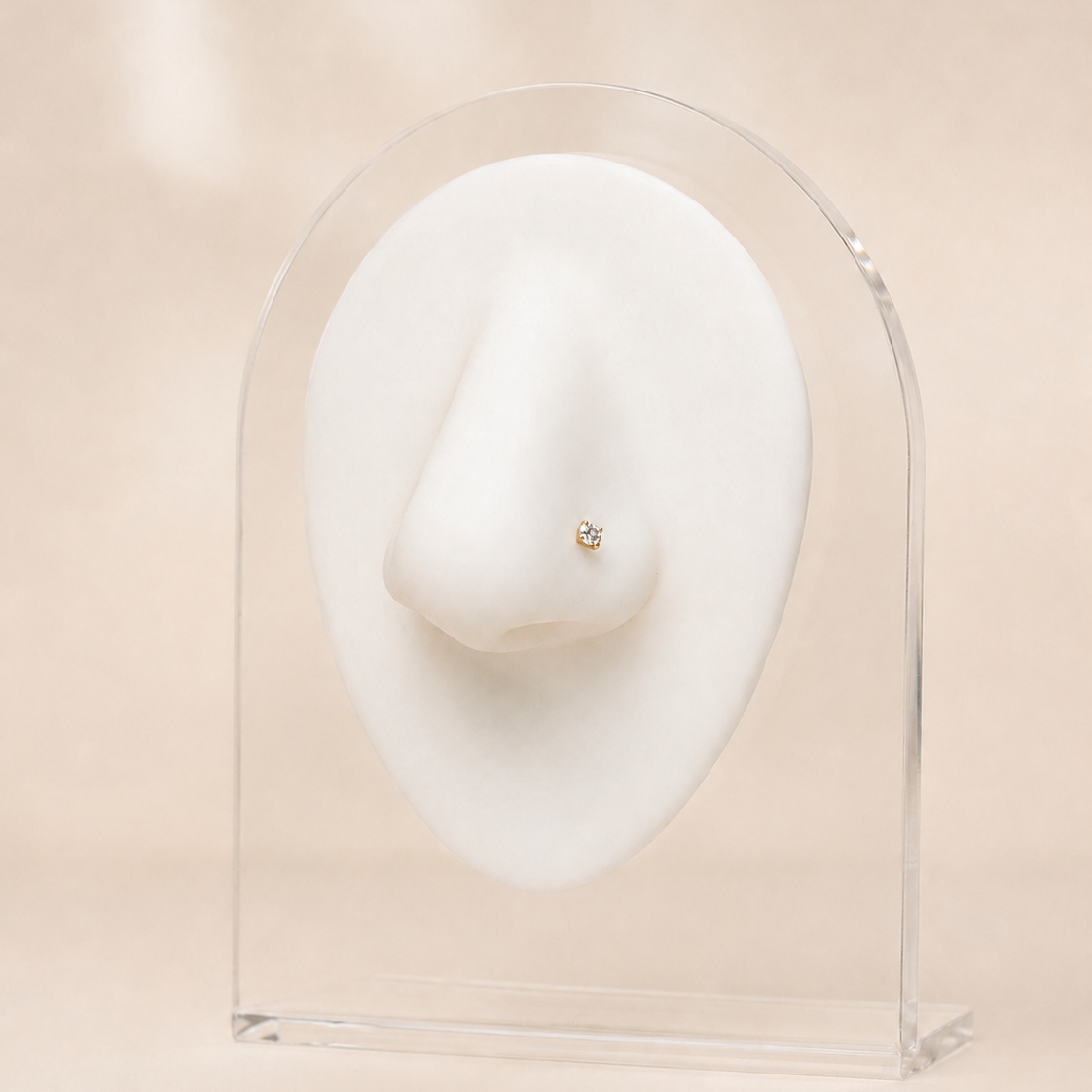 Seren - Nez Stud - Finition Or - 0.8*6*2mm - Zircon Blanc