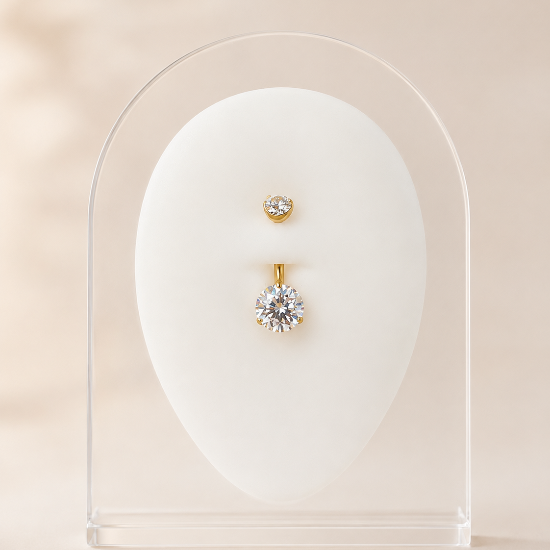 Zora - Nombril Titane F137 - Finition Or - 1.6*10*5/8mm - Zircon blanc