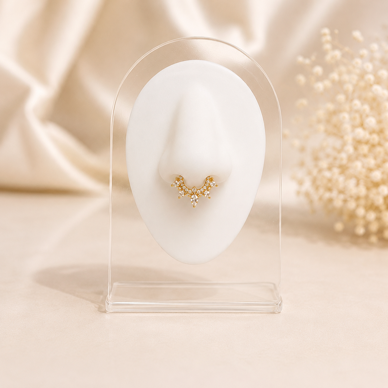Lahna - Anneau Clicker - Finition Or - 1.2*10 - Zircon Blanc