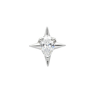 Loane - Labret Titane F136 - Finition Argent - Zircon blanc