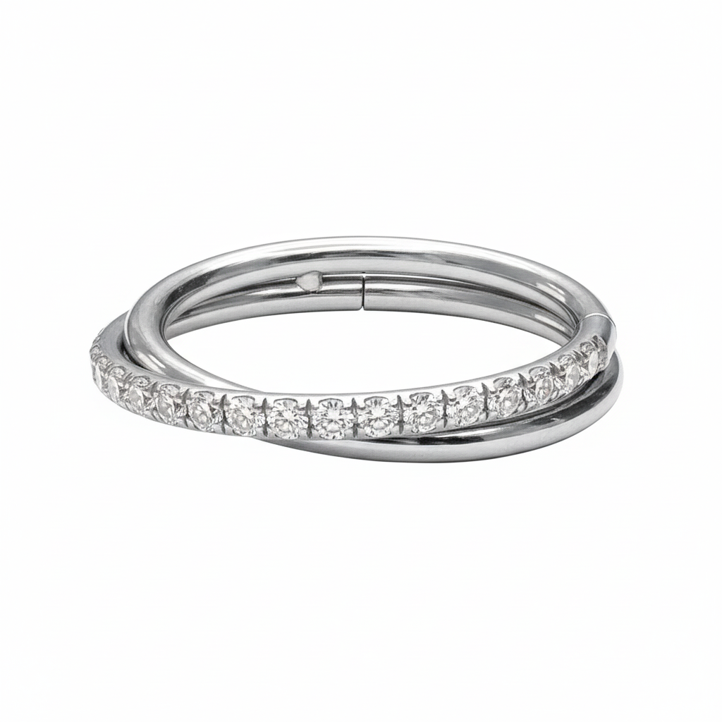 Agate - Titanium Clicker Ring F136 - Silver Finish - 0.8*10mm