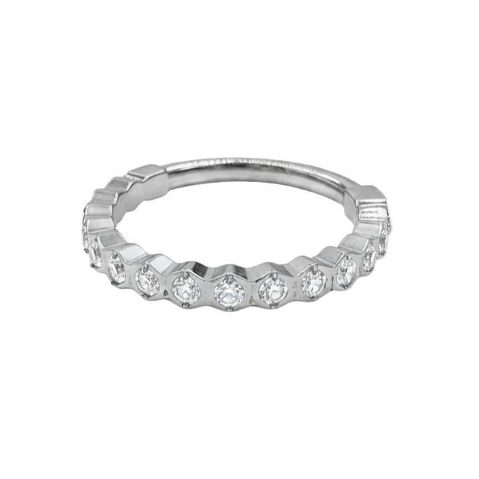 Aurore - Titanium Clicker Ring F136 - Gold Finish - 1.2*8mm - White Zircon