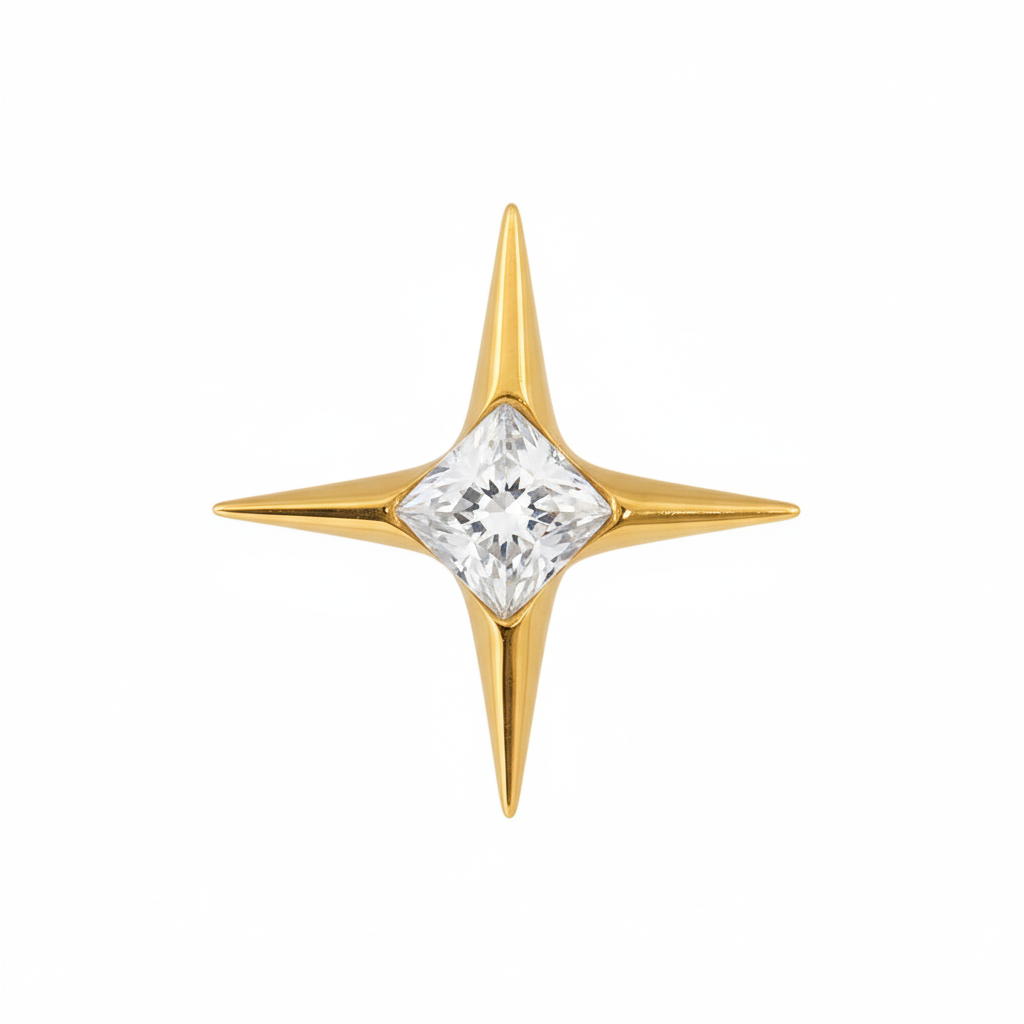 Luna - Titanium Labret F136 - Silver Finish - White Zircon