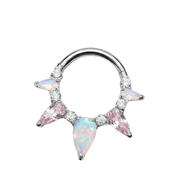 Maya - Titanium Clicker Ring F136 - Silver Finish - 1.2*8mm - Opal