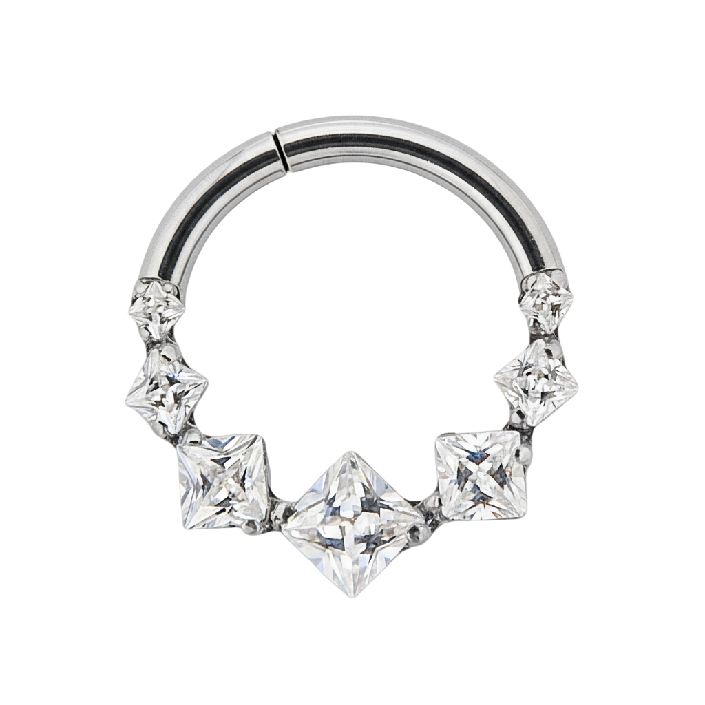 Ana - Titanium Clicker Ring F136 - Gold Finish - 1.2*8mm - White Zircon