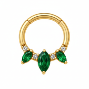 Cassia - Anneau Clicker - Finition Or - 1.2*8 - Zircon Vert