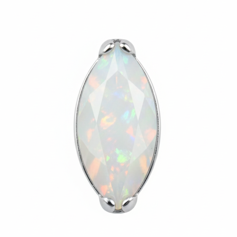 Maren - Labret Filetage Interne - Finition Argent - 1.2*8mm - Zircon Aurore Borealis