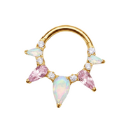 Maya - Titanium Clicker Ring F136 - Silver Finish - 1.2*8mm - Opal