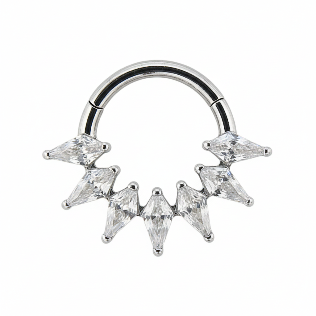 Elara - Titanium Clicker Ring F136 - Gold Finish - 1.2*8mm - White Zircon