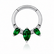 Cassia - Anneau Clicker - Finition Argent - 1.2*8 - Zircon Vert