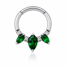Cassia - Anneau Clicker - Finition Argent - 1.2*8 - Zircon Vert