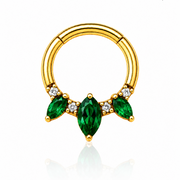 Cassia - Anneau Clicker - Finition Or - 1.2*8 - Zircon Vert
