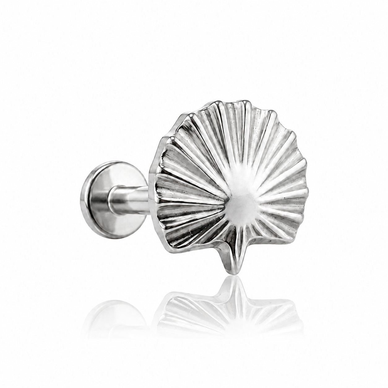Coquillage - Labret Filetage Interne - Finition Argent -  0.9 * 8 mm
