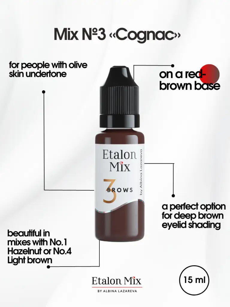 N° 3 Cognac - Pigment pour maquillage permanent sourcils - 15 ml