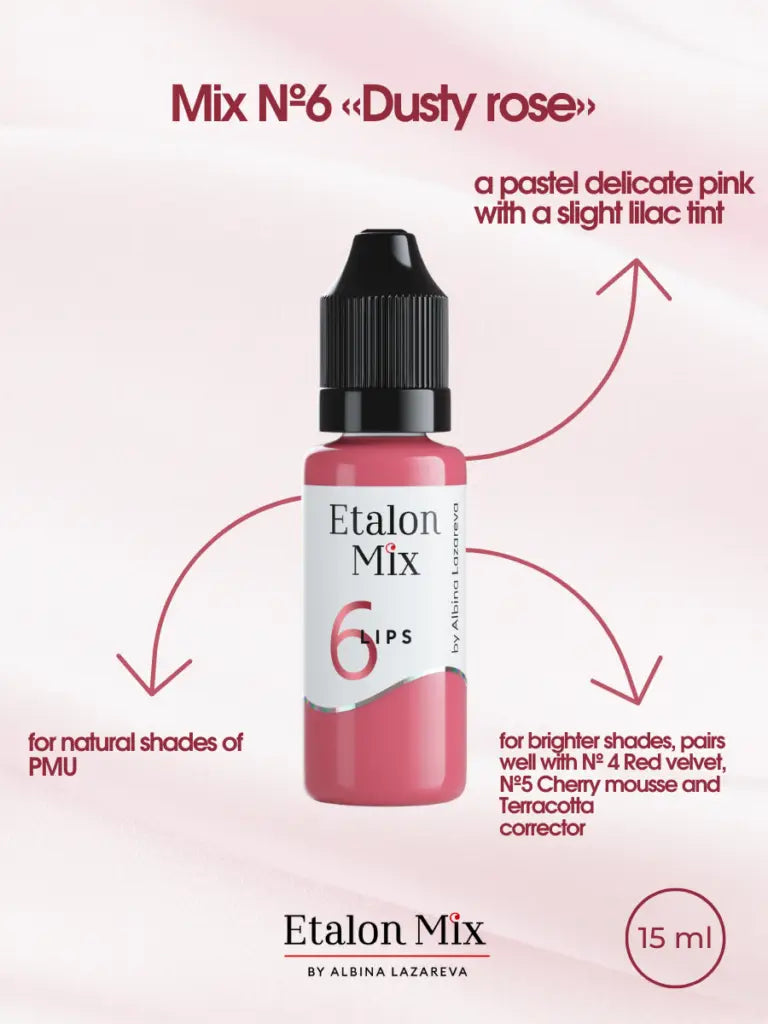 N° 6 Dusty rose - Pigment pour maquillage permanent lèvres - 15 ml