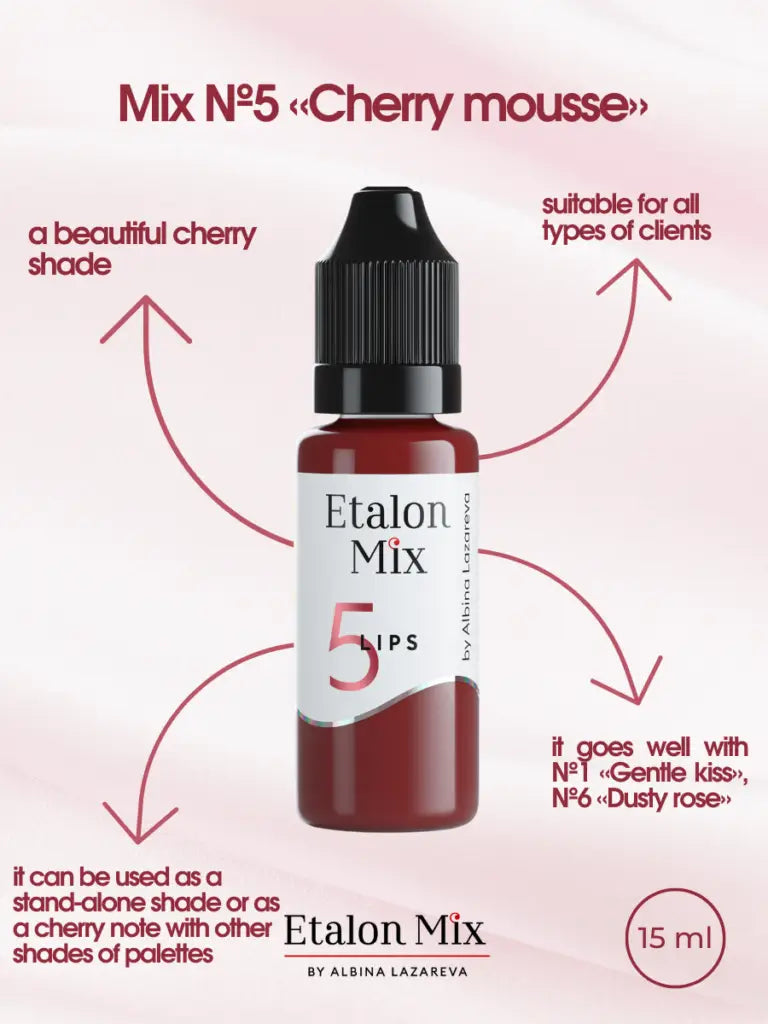N° 5 Cherry mousse - Pigment pour maquillage permanent lèvres - 15 ml