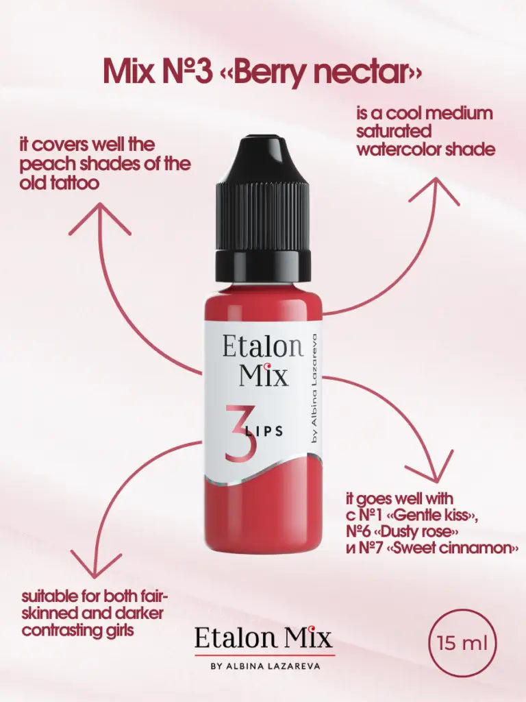 N° 3 Berry nectar - Pigment pour maquillage permanent lèvres - 15 ml