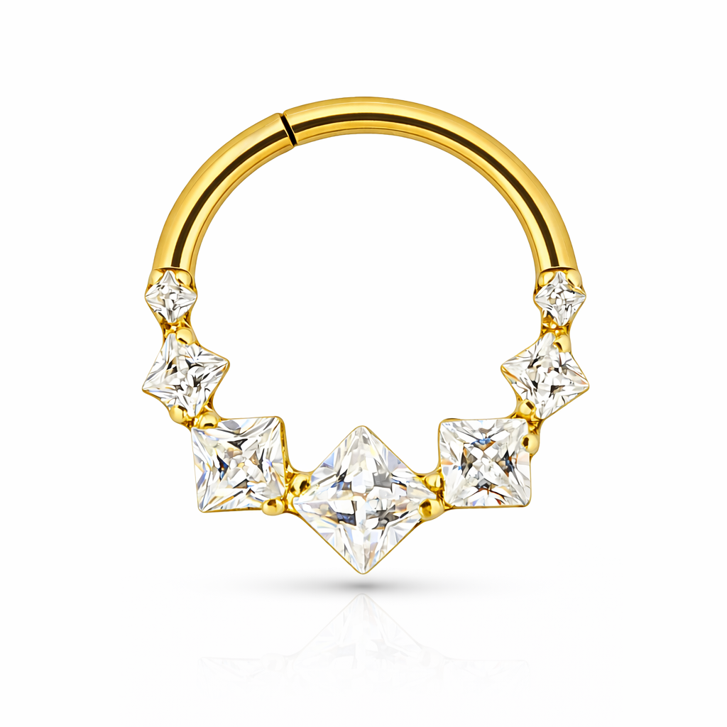 Ana - Anneau Clicker Titane F136 - Finition Or - 1.2*8mm - Zircon blanc