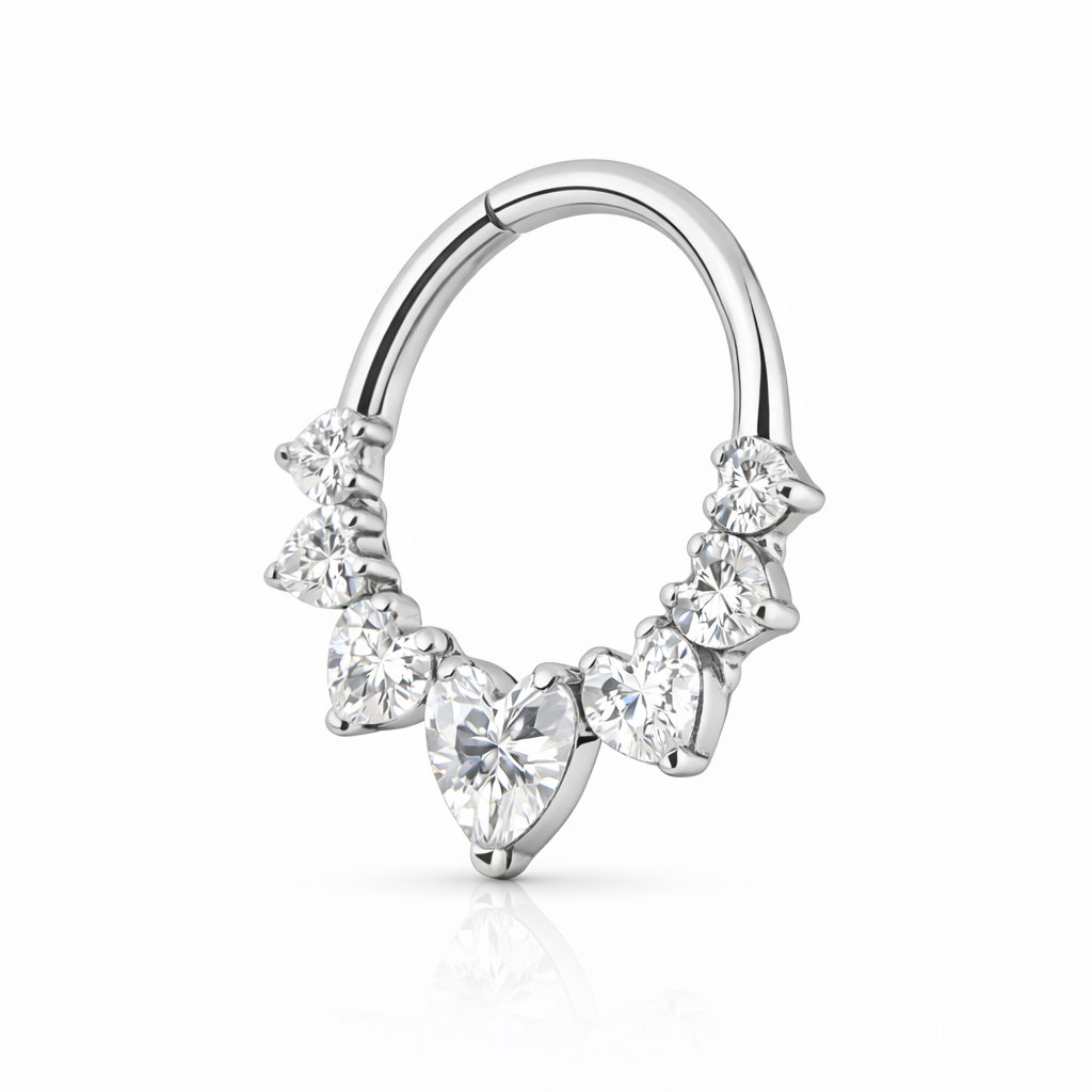 Anya - Anneau Clicker Titane F136 - Finition Argent - 1.2*8mm - Zircon blanc