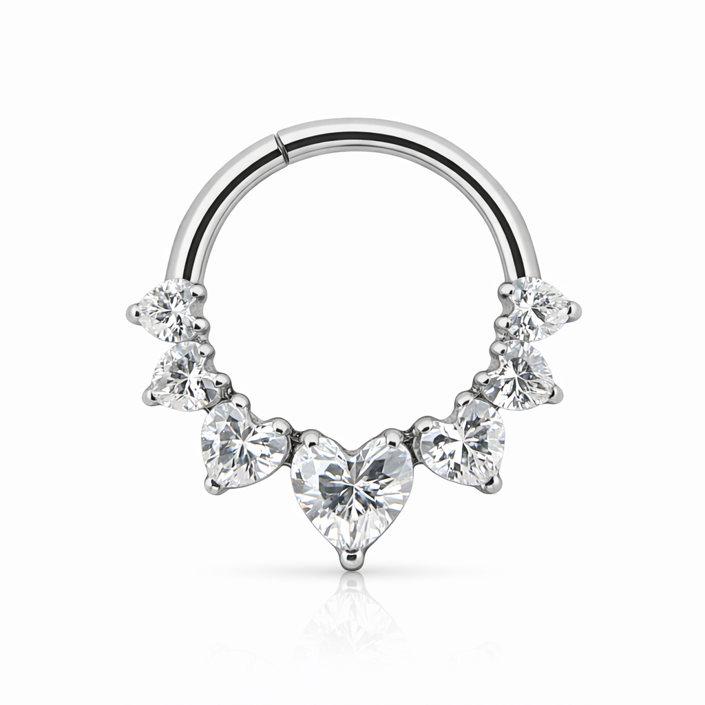 Anya - Anneau Clicker Titane F136 - Finition Argent - 1.2*8mm - Zircon blanc