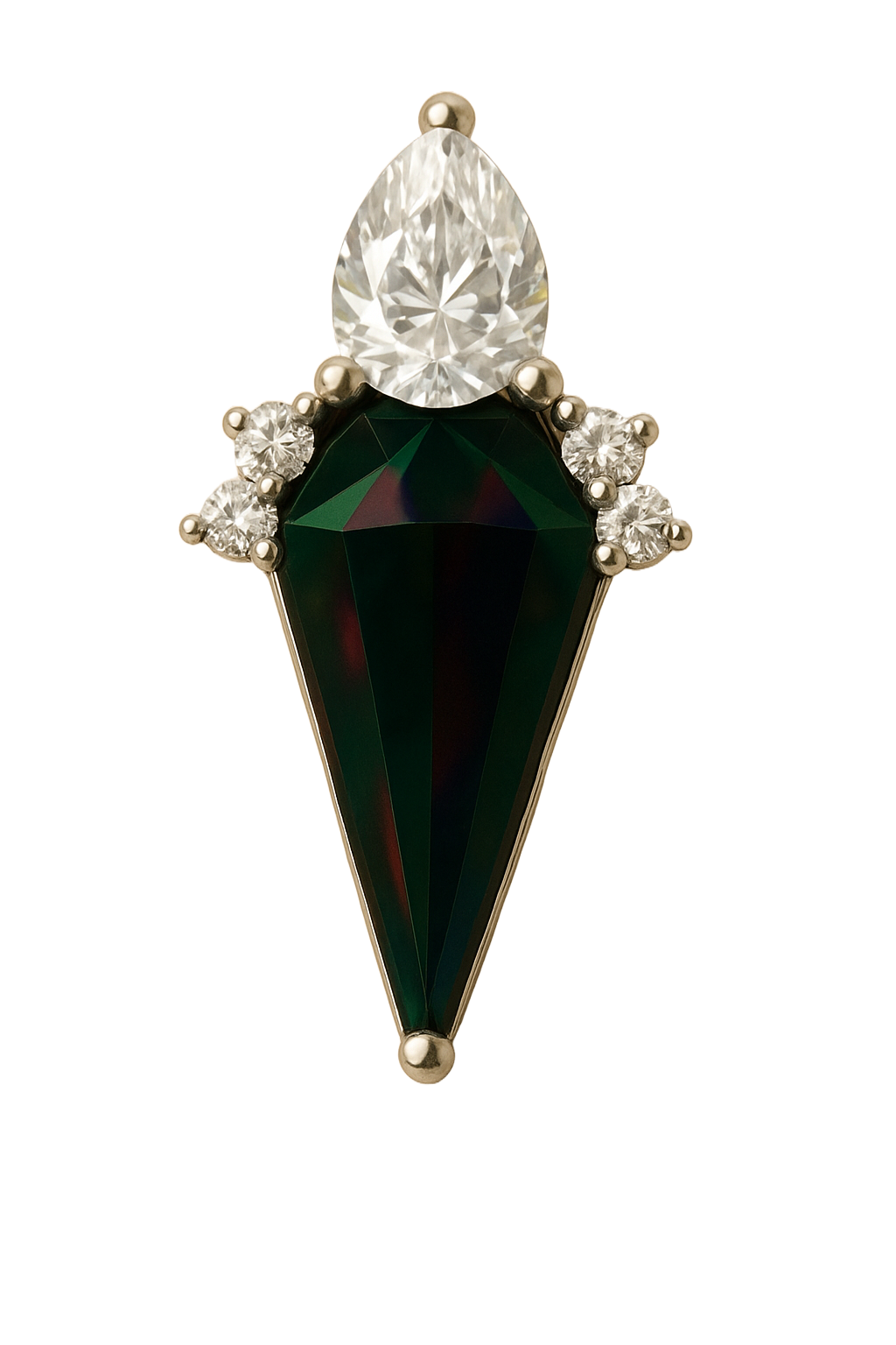 Calliope - Labret Filetage Interne - Finition Argent - M0.9(16G) - Zircon Aurore Borealis - Zircon Blanc